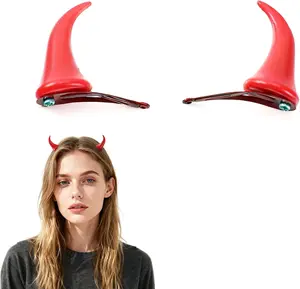 2 Pair Devil Horn Clips for Hair Red Demon Horns Cosplay Accessories Small Demon Horn Headband for Women Girls Kids Men Toddler Halloween Costume Headwear Party Dress Up Use Festival Gifts