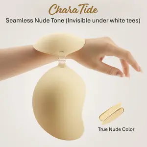 CharaTide Invisible Push Up Sticky Bra Mango-Shaped - Painless Strong Hold Adhesive Bra - Reusable Backless Silicone Bra for Dresses, Bikini & Swimsuit, Womenswear
