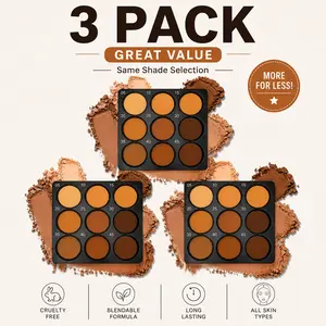 9-Color Dark Bronzer Powder Cosmetic - Waterproof Soft Glam Makeup, Matte & Shimmer Finish, Buildable Coverage, Oil Control Formula, High-Quality, All Skin Types, Blendable Tint, Body Contouring, Face Palette for Foundation & Make Up
