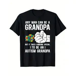 to Be Autism Grandpa Autism Warrior Grandpa Autism Awareness T-Shirt 180g Oversized Graphic Tees