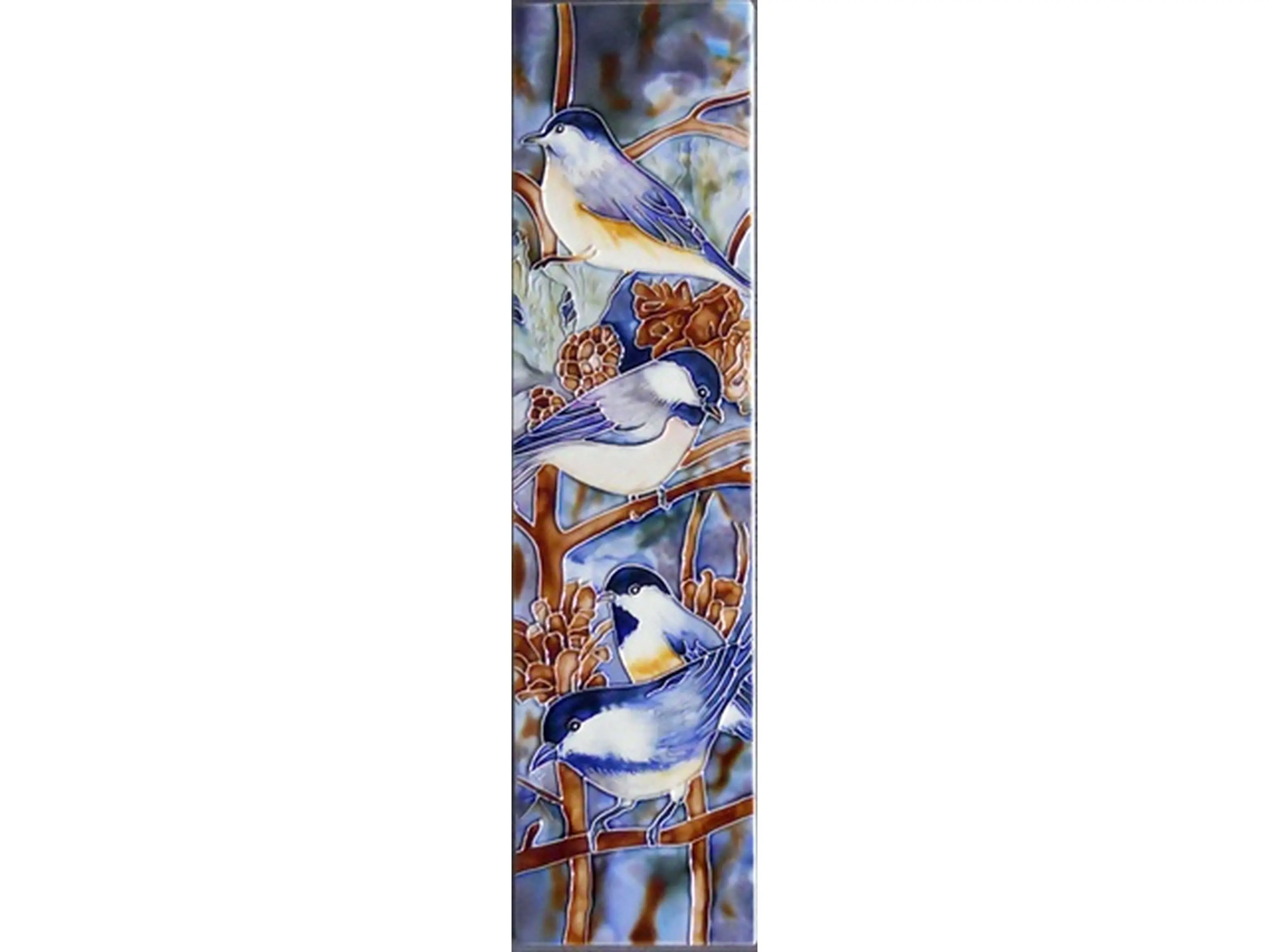 Continental Art Center MD-082 4x16 in. Hand Painted Chickadee Ceramic Art Tile, Both Indoor/Outdoor Use, Hot Plate Safe, Pre-Attached Back