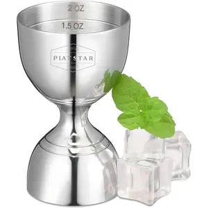 Stainless Steel Double Bell Bartending Jigger 1oz 2oz with Inner Measurements for Liquor Alcohol Measuring