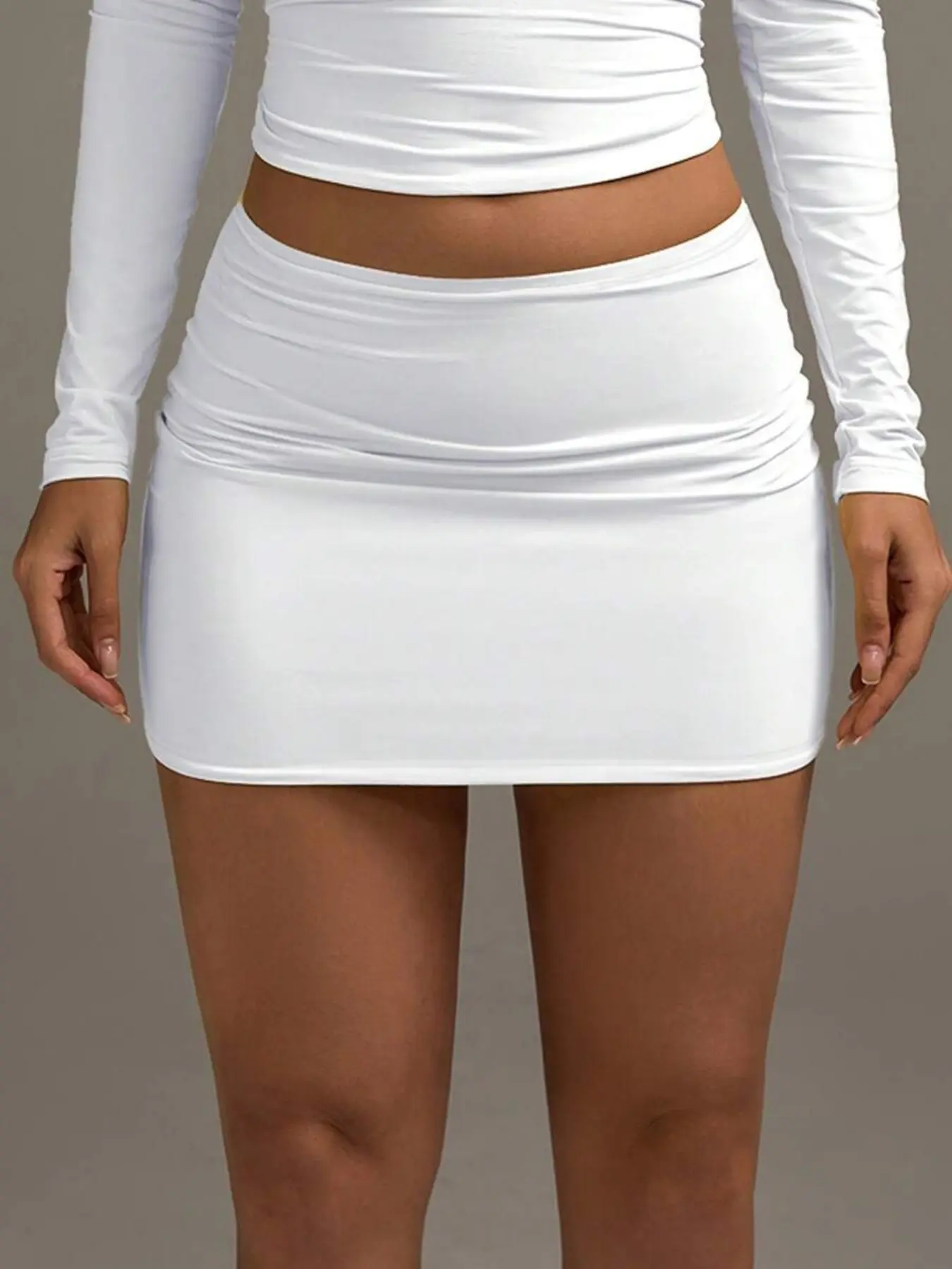 Women's Fashion Aesthetic Sexy Minimalist Solid Plain Bodycon Short Skirt, High Waist Skirt, Hip Hugging Skirt, Fitted Waist Skirt, Womenswear, Lady, Perfect Streetwear Essential for Hot Girls, Slimming Fit, H Type Design