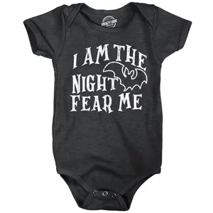 I Am The Night Fear Me Bodysuit Funny Halloween Spooky Bat Jumper for Infants Funny Baby Onesies Halloween Clothes for Baby Funny Sarcastic Onesie Novelty Onesie Black -