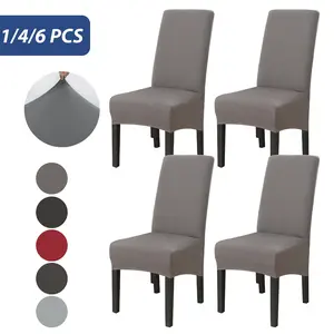 Elastic Dining Chair Slipcovers Set of 1/4/6, Stretch Chair Slipcovers, High Back Design, Modern Style, Protects Chairs From Water Damage