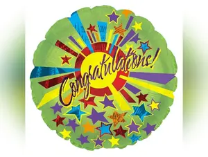 Congratulations Green Star Burst Balloon