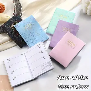 1/2 A7 size 2026 English planner, weekly diary, starry color mini pocket notebook, glitter laser cover daily planning annual log