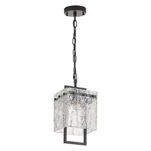 Black Crystal Pendant Light for Kitchen Island, Luxury Water Ripple Glass Chandelier Lights Fixture, Modern Elegant Adjustable Pendant Lighting for Dining Room Bedroom