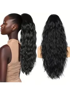 Drawstring Ponytail Extended For Ladies, Combined With Long Curly Wavy Ponytail Beautiful Ponytail Hair Extended, Synthetic Extensions, Suitable For Daily Use
