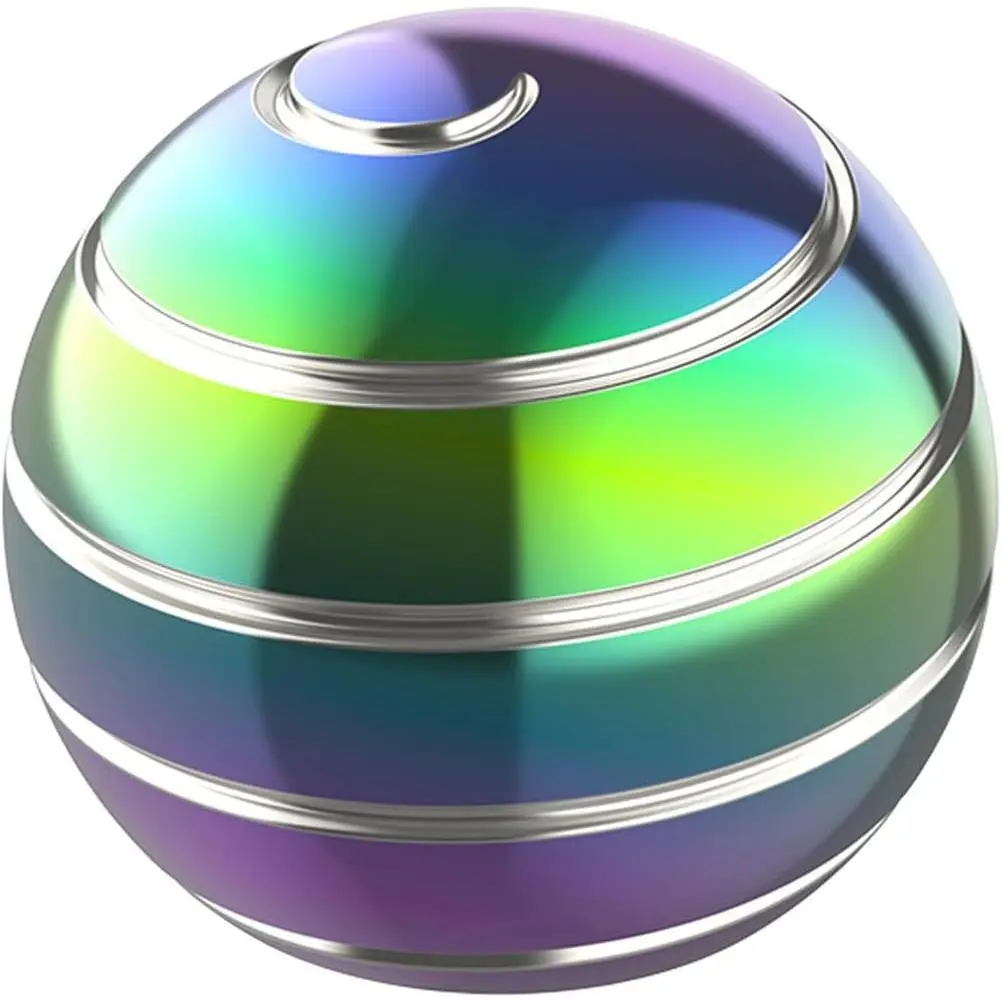 001 ZC Kinetic Desk Toy Ball, 1.54'' Kinetic Desktop Spinning Toys, Optical Illusion Toys for Anxiety, ADHD, Metal Fidgets for Dad, Mom, Son, Daughter (39MM, Rainbow-A)
