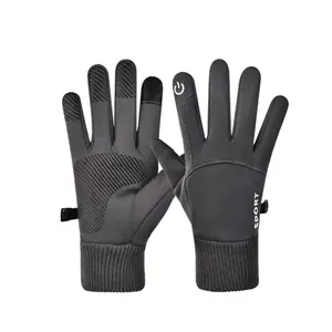 Warm Waterproof Windproof Full-Finger Gloves for Autumn Winter Cycling Outdoor Sports Running Motorcycling Skiing Touchscreen Compatible Fleece Lining