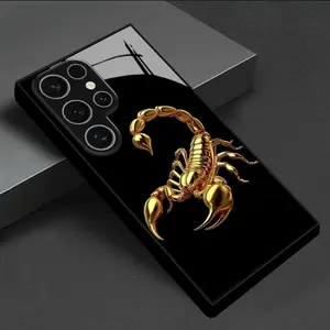 Golden Scorpion Sculpture Print Pattern A Style Elegant, Using The Latest Technology Tempered Glass Phone Case, Presenting The Pattern with A Minimalist Design Suitable for For Samsung for Galaxy S25, S24, S23FE, S22 Ultra Plus,, Mobile Accessory