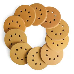 #Summervibes WORKPRO 150-count Premium Sanding Discs Set, 5" 8 Holes Hook and Loop Sandpaper, 60 80 100 120 150 180 240 320 400 600 Assorted Grits for Random Orbital Sander, Fits Woodworking & Metalworking, Gold