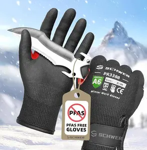 FreezeGuard Winter Work Gloves for Men and Women, ANSI A6 Cut Resistant Gloves With Super Grip, Freezer Gloves for Work, Touchscreen, Thermal Insulated, PR3388, PFAS Free, Black Knight