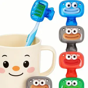 1pc Cute Big Mouth Travel Toothbrush Head Protector, Portable Transparent Cover, Dustproof Moisture-Resistant, Bathroom Accessory