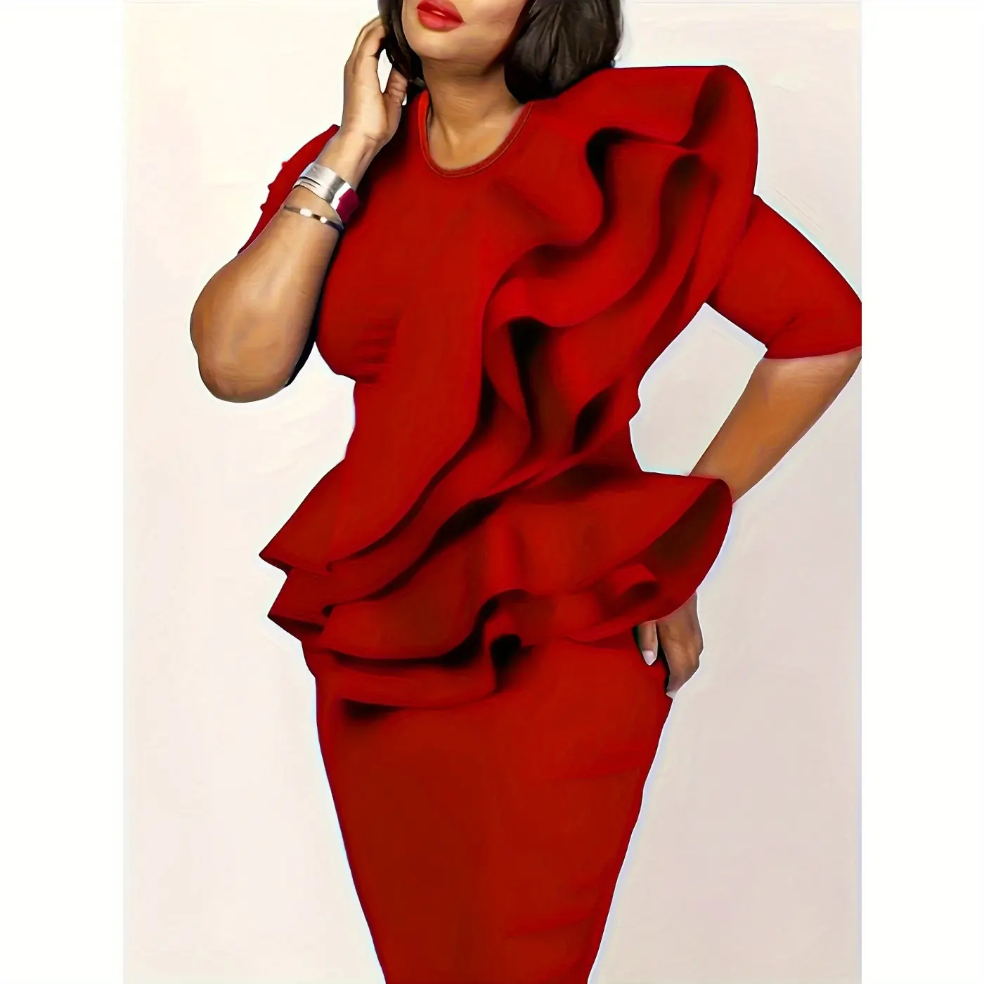 Sexy print patchwork perspective turtleneck pencil dress