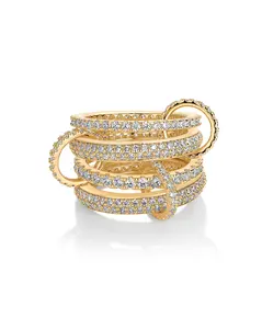 PAVOI Chunky Interlock Statement Ring for Women - 14K Gold Plated Multi-Band Interlocking Ring - Cubic Zirconia Statement Bands Jewelry