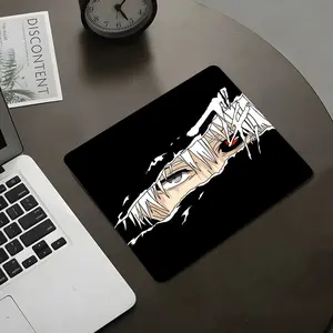 Black-White Fierce Anime Style Square Mouse Pad, Personalized Office Desktop Non-Slip Pad, Rubber Non-Slip Lock Edge Waterproof Small Size Pad, Anime Mousepad, Personalized Gift For Family And Friends