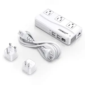 Universal Travel Adapter 220V to 110V Voltage Converter with 0-2.4A 4 Port USB Charging and UK/AU/US/EU Worldwide Plug Adapter