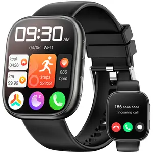Smartwatch for Men and Women Compatible with iPhone,  and Android Phones 1.83-inch Full Touchscreen IP67 Waterproof Bluetooth Fitness Tracker Heart Rate/Sleep Monitor ,(Black)