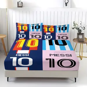 American Argentine football print pattern bed sheet, comfortable print pattern, including 1 bed sheet and 2 pillowcases, comfortable bedding, anti slip dust cover suitable for bedrooms and guest rooms, suitable for adult gifts, Bed Sheet Sets