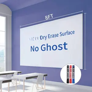 White Board Paper, 8x4 ft Dry Erase White Board Sticker, Peel and Stick Whiteboard, Dry Erase Paper Roll with Adhesive Backing, , Super Sticky, No Ghost, 3 Markers