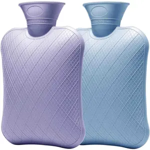 Extra-large hot water bottle for pain relief. Set of 2, 2-liter hot water bottles, suitable for back pain, 2-liter heating pad, non-toxic rubber material, hot and cold therapy. BPA-free.