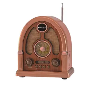 Multifunctional radio with faux wood grain, wireless speaker, TF card player, audio input interface, AM/FM/SW three-band radio, MP3 player, record player, speaker rack, speaker, Bluetooth speakers, rechargeable hand-crank radio