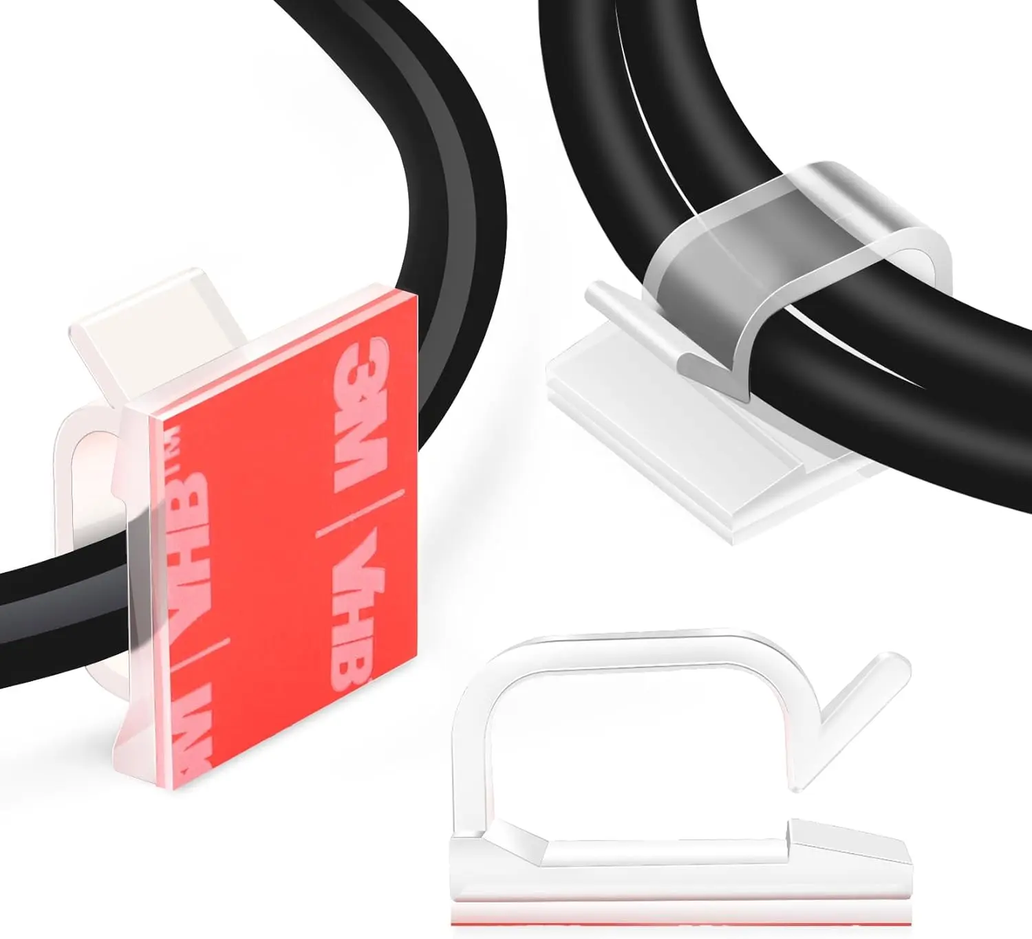 60 PCS 5/8” Adhesive Cable Wire Clips Clear, Outdoor Christmas Light Clips, Cable Staples Cable Management Wire Organizer Cord Holder for Under Desk, Car, Wall, TV PC Ethernet Cable