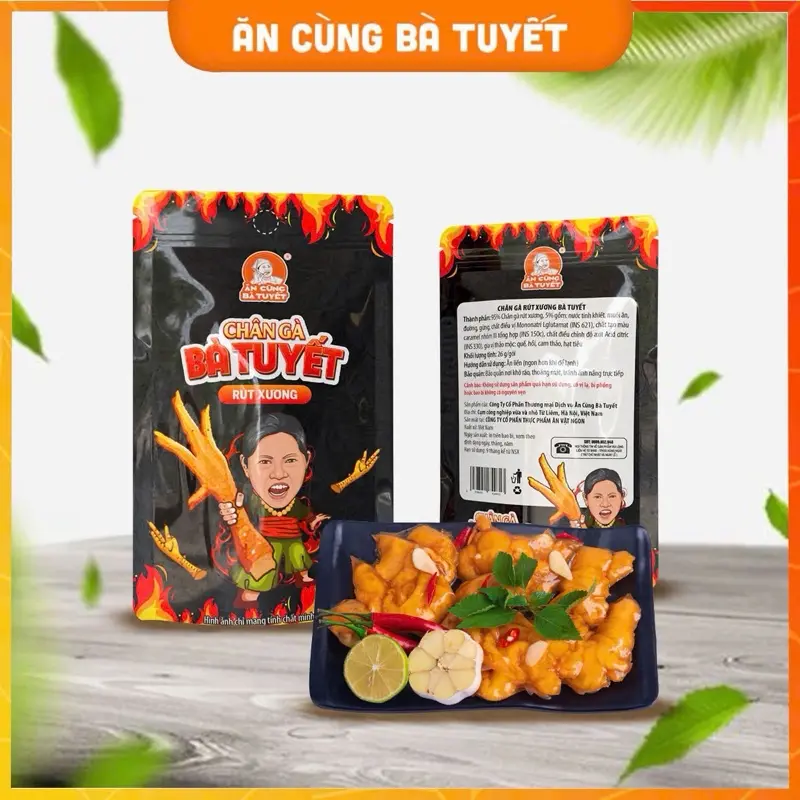 BA TUYET Marinated Boneless Chicken Feet Snacks 26g (Pack of 5) - Chân Gà Rút Xương Bà Tuyết (Combo 5 gói)