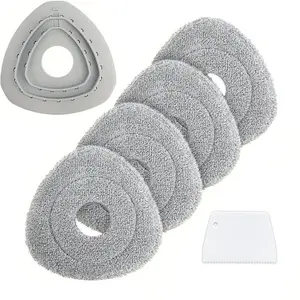 4/5Pcs Spin Mop Replacement Heads+1 Plastic Pads, Compatible with O-Cedar Easywring 1 Tank& Rinseclean 2Tank Systems, Soft Microfiber Reusable Cleaning Pads Cleaning Supplies, Microfiber Mop Refill