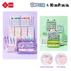 iiGEN KunPanda & Unicorn Back to School Sets! All-in-One School Supply Set，Includes Pencil Case, Mechanical Pencils,Gel Pens,Markers,Notebooks,Eraser,Ruler & Striker- Must-4 Styles Gift for Kids & Students!