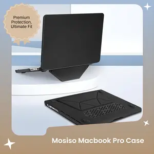 MOSISO Compatible with MacBook Pro 14 inch Case M5 2026 M4 M3 M2 M1 2025-2021 A3427 A3426 A3434 A3112 A3185 A3401 A2918 A2992 A2779 A2442, PU Leather Coated Hard Shell with Fold Kickstand