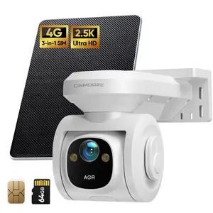 CINMOORE 4G LTE Cellular Security Cameras Wireless Outdoor, 2.5K No WiFi Solar Powered Surveillance Camera for Home Security, PTZ AI Tracking Color Night Vision, SIM/64GB SD Card, Coldproof, AOR 24/7 Recording outdoorfun