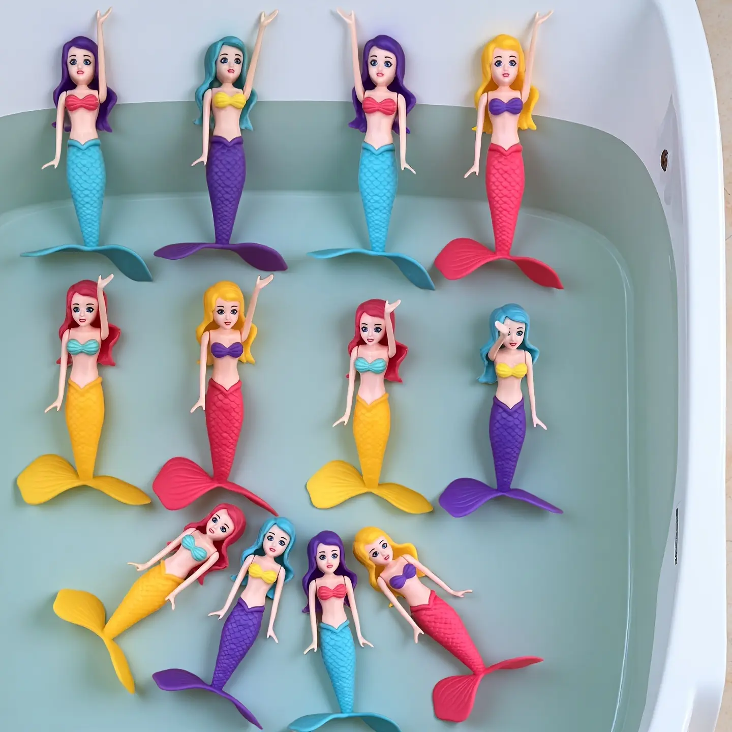 4pcs Rotating Mermaid Diving Bathtoy - Underwater Rotatable & Surface-Floating, Ideal for Party Gifts, Summer Pool Activities, Random Tail Colors