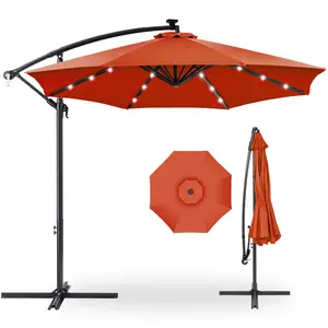 Best Choice Products 10ft Solar LED Offset Hanging Outdoor Market Patio Umbrella w/ Adjustable Tilt