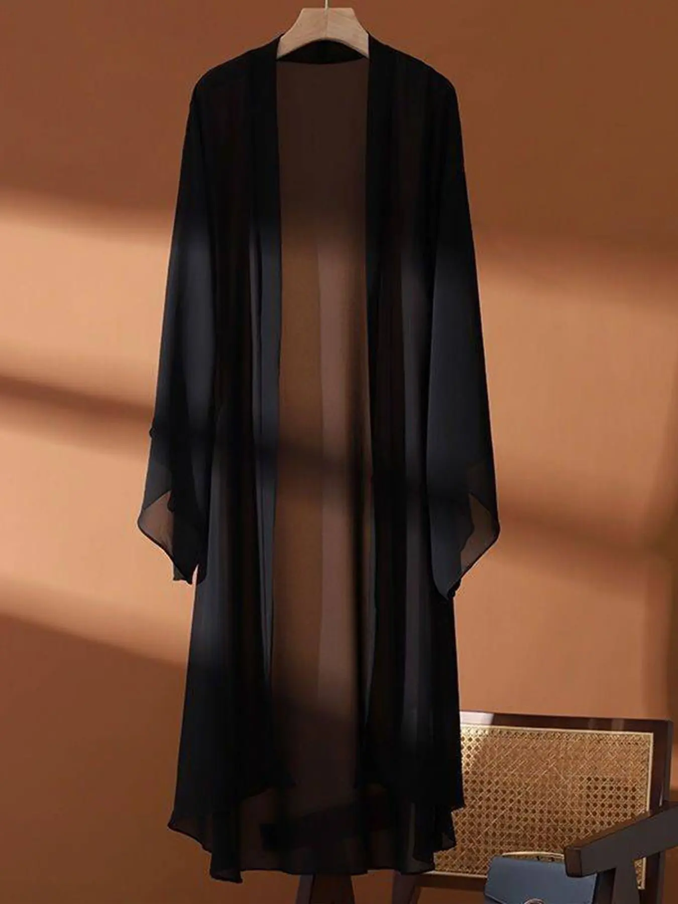 Long Chiffon Cardigan for Women, Thin Summer Sun-Protection Shawl, Lightweight Cover-Up Outerwear