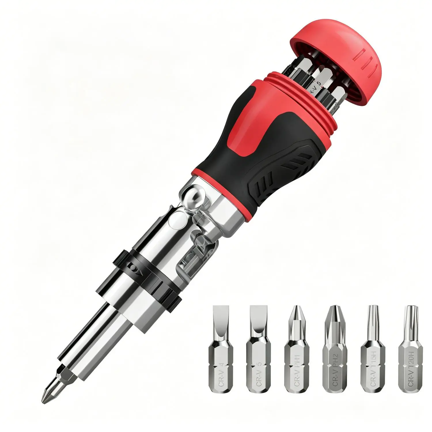 180 Degree Rotatable Angled Screwdriver Kit, Labor-Saving Ratchet Hand Tool with Phillips Slotted Torx Bits, Mini All-Purpose Repair Tools for Home Use