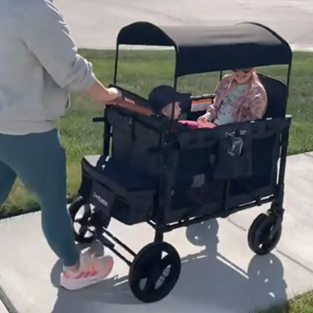 Cochildor 4-Seater Wagon Stroller,brown stroller wagon,Adjustable Four-Seater Foldable Wagon Stroller,push wagon,wagon stroller foldable,side by side