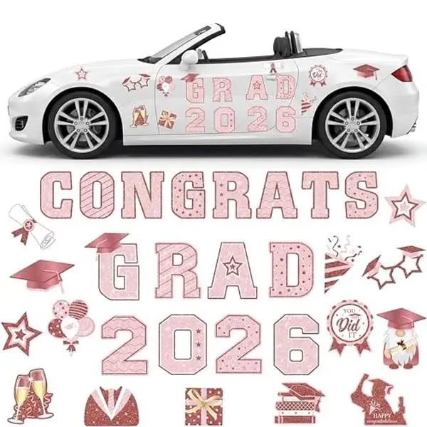 2026 Graduation Car Magnets Congrats Grad Magnetic Bumper Stickers Refrigerator Decals Senior Car Decorations for Car Refrigerator Garage Door