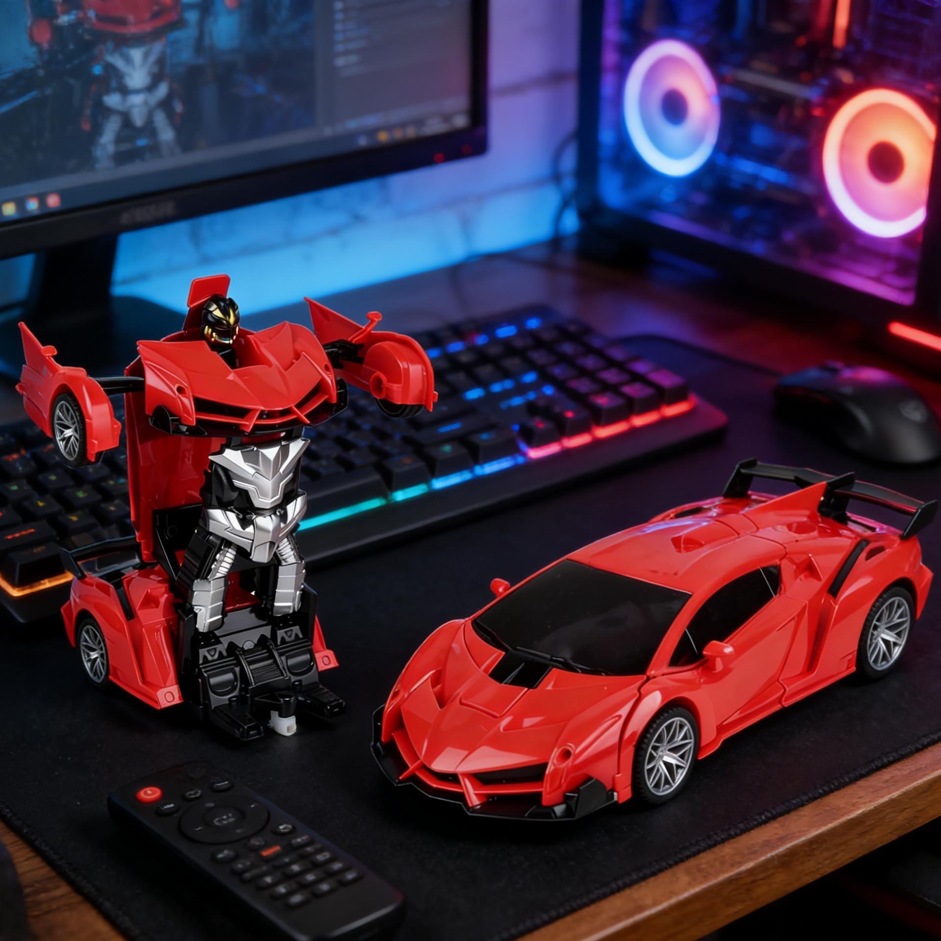 2-in-1 Transforming RC Robot Car - Remote Control Sports Car to Robot Toy with One-Button Deformation, Durable Kids' Toy for Indoor & Outdoor Play