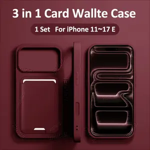 New principle Phone Case 3-in-1 Suction Cup Holder Card Wallet Case Compatible with iPhone 17 16 15 14 13 12 11 Pro Max Luxury Card Package Card Holder Phone Cover Compatible with iPhone 16 15 14 Plus 16 17 E Soft Cases Phone Accessories
