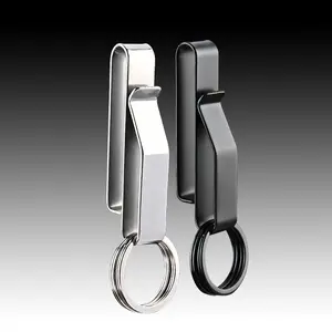 Duty Belt Key Holder, 2 Pack Belt Key Clip, Stainless Steel Stealth Belt Loop Key Ring Holder with 4 Keyrings for Handcuff Fits Max 2.25 Inch Belt