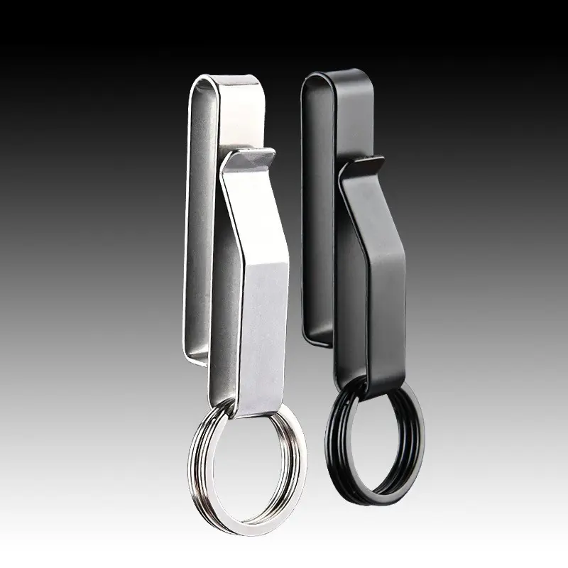 Duty Belt Key Hook, 2 Pack Belt Key Clip, Stainless Steel Stealth Belt Loop Key Ring Holder with 4 Keyrings for Handcuff Fits Max 2.25 Inch Belt