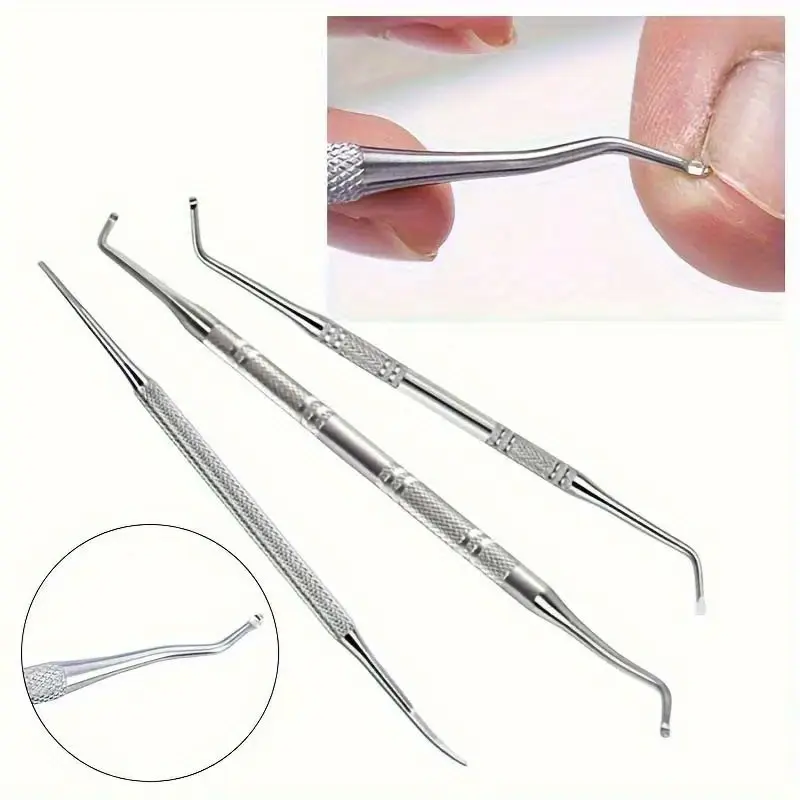6pcs/2set Professional Stainless Steel Ingrown Toenail Tool Kit - Safe, Easy-to-Use Nail Cleaner Tools with Textured Grip for Enhanced Pedicure Experience, Cleansing, Smoothing, Precision Cleaner, Nail File, and Case, Nail Care