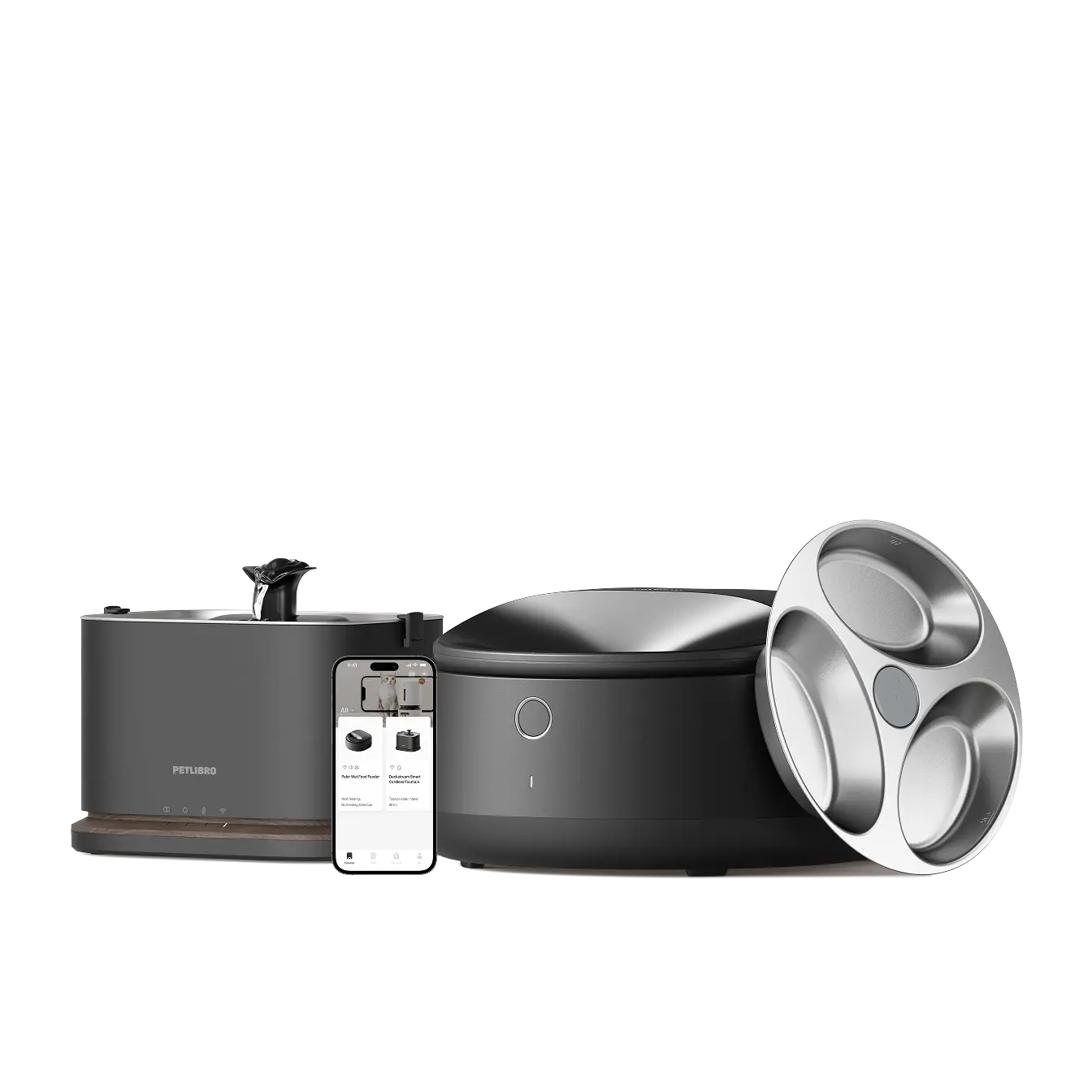 PETLIBRO Dockstream 2 Cordless Smart Fountain and PETLIBRO Automatic Cat Feeder Wet Food Dispenser Refrigerated APP WiFi Control,Cat Water Fountain