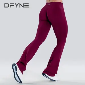 Dfyne Impact With Abdominal And Buttock Support, Seamless Yoga Pants For Women,  Fitness Micro-ruffled Long Pants, Yoga Suit, For Exercise, Running.