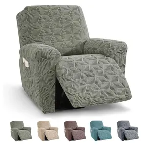 1/3 Seater Soft Recliner Cover, Non-slip Recliner Chair Cover, Split Furniture Protector, Washable Slipcover with Pockets for Living Room Office Home Decor
