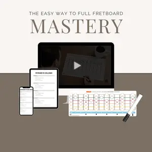 FretboardFix Fretboard Memorization Trainer - Dry-Erase Fretboard Chart & Marker for Beginner to Intermediate Guitarists - 7-Day Training Guide Included