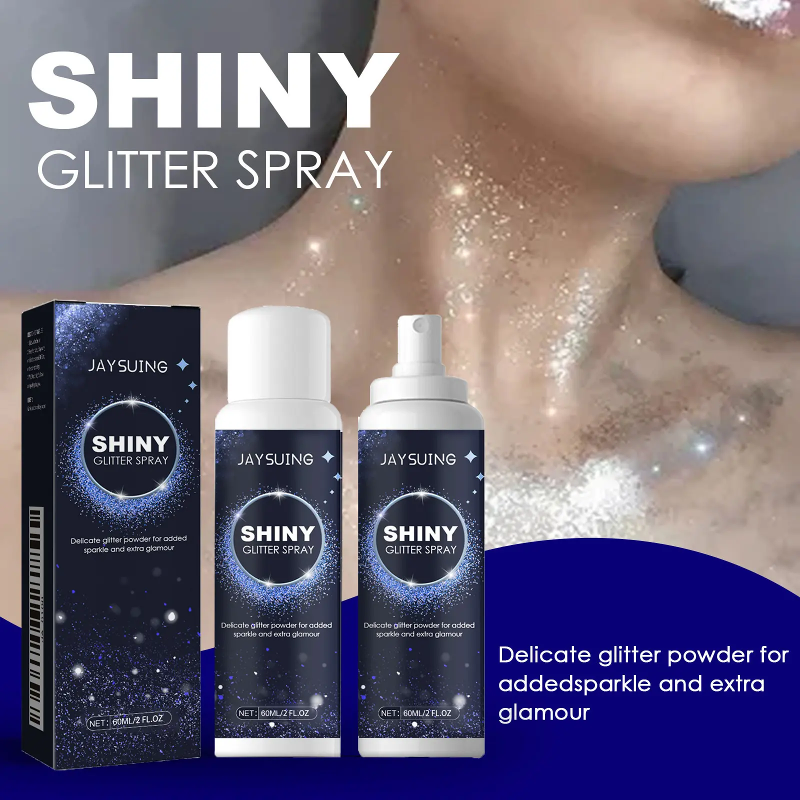 Shiny Glitter Body Spray, Portable Shimmer Sparkle Spray, Multi-Use Glitter Makeup for Skin, Hair, and Clothing, Perfect for nightclubs, cosplay, and festival parties